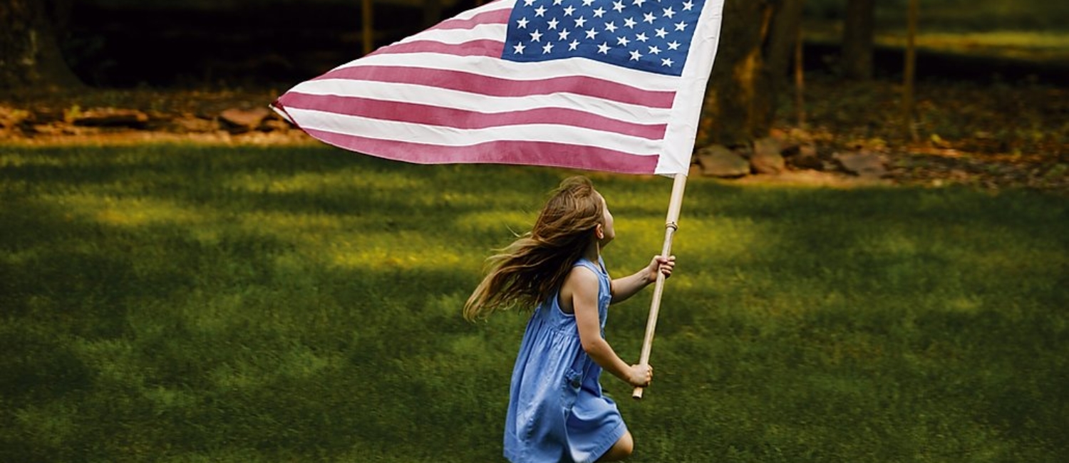 girl with flag